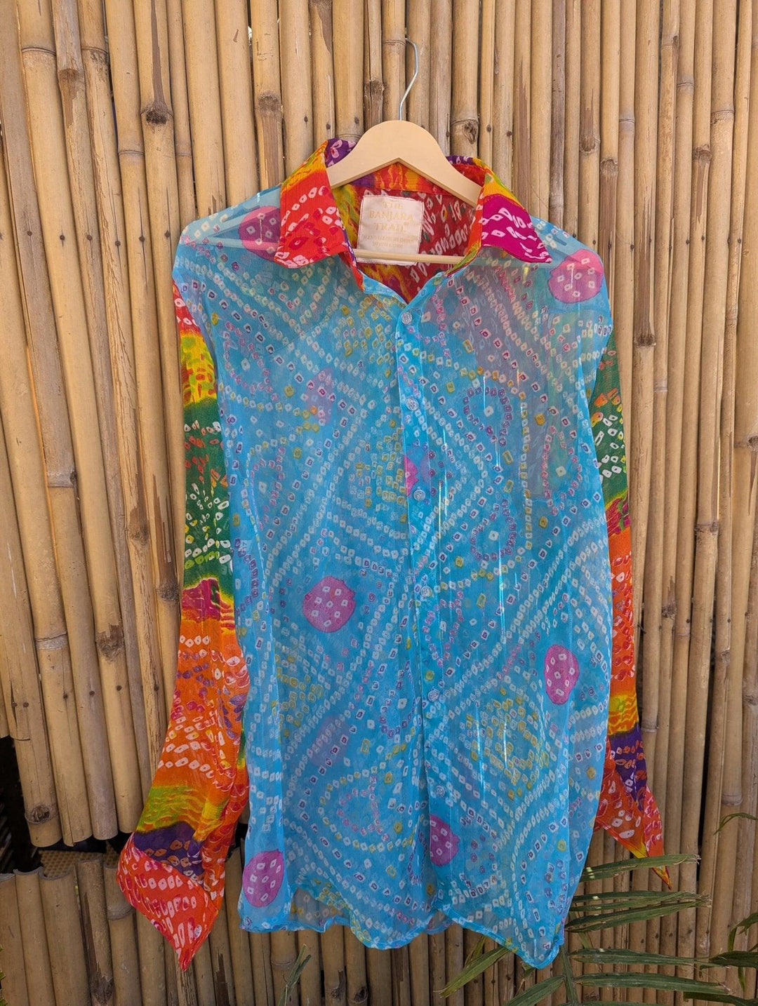 Men's bandhini shirt in Georgette - Blue - banjaratrail