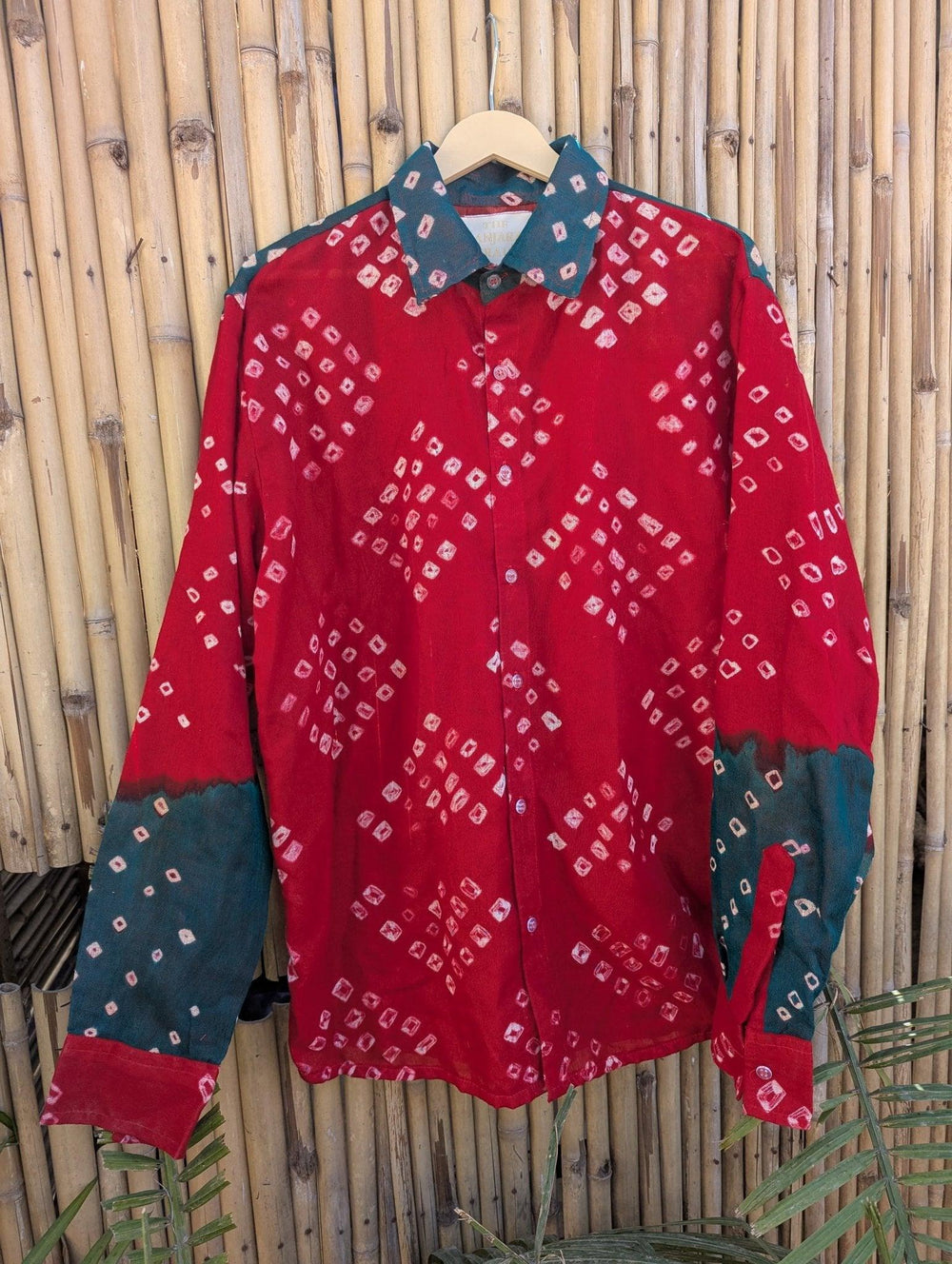Men's bandhini shirt - Red & Green - banjaratrail