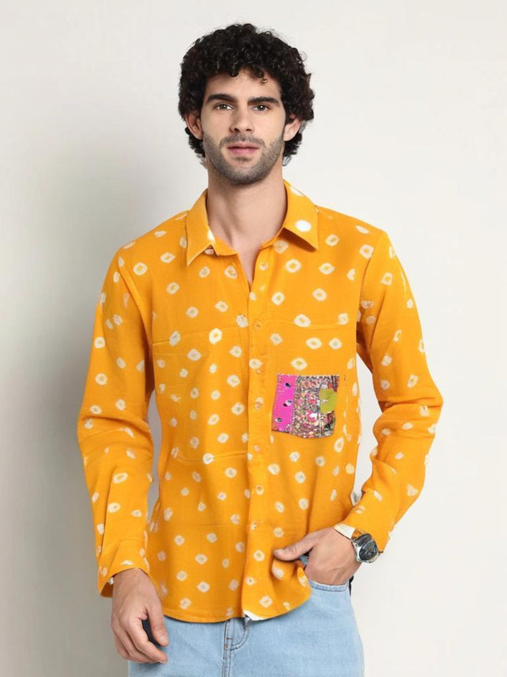 Men's bandhini shirt - Yellow - banjaratrail