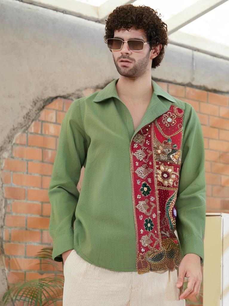 Men's Denim Shacket - Olive - banjaratrail