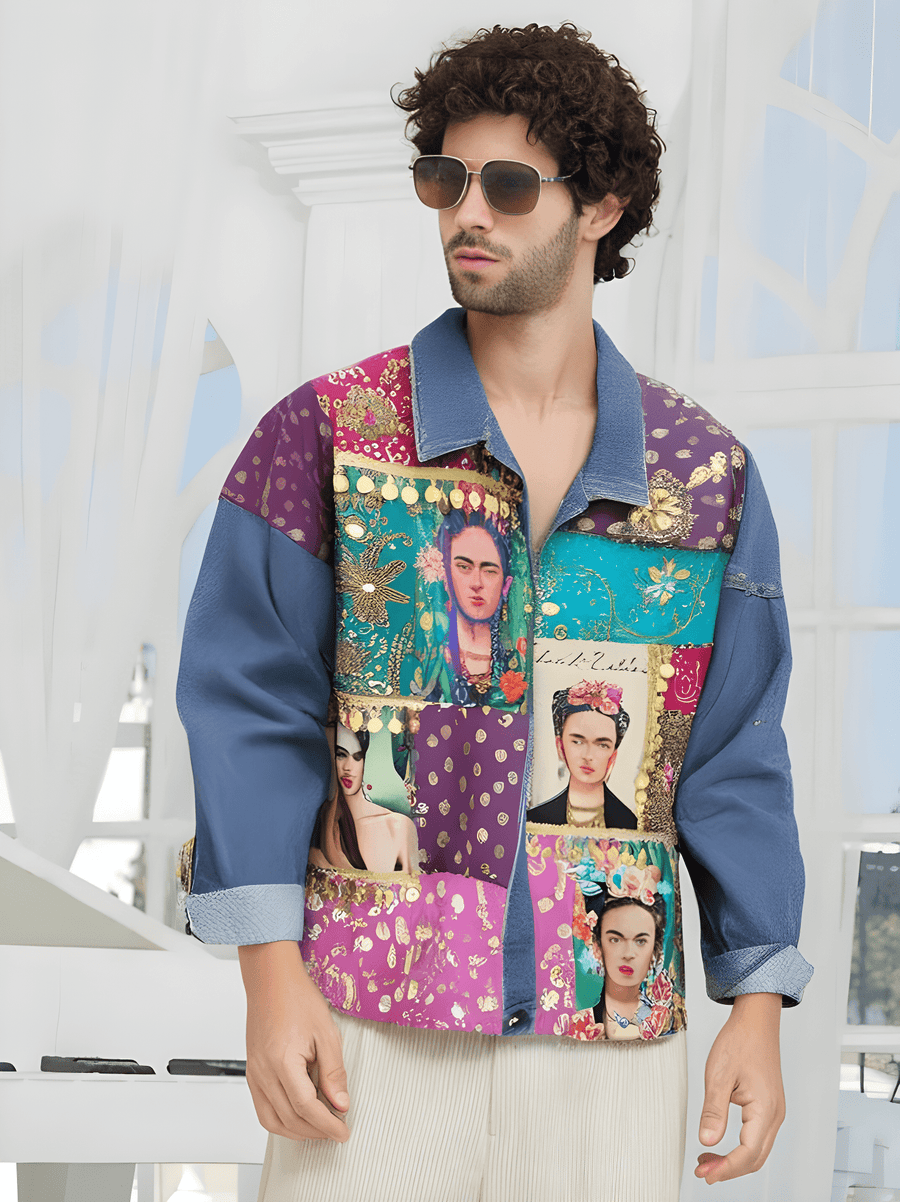 Men's Frida Kahlo Embellished Denim Jacket - banjaratrail