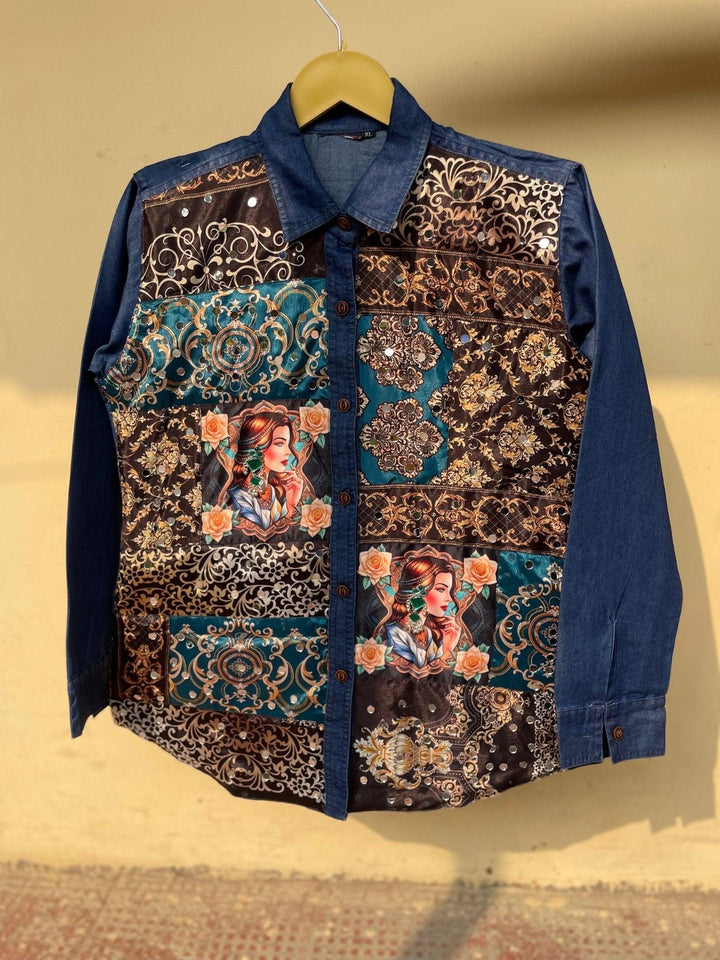 ‘Naaz’- Embellished Denim Shirt - banjaratrail