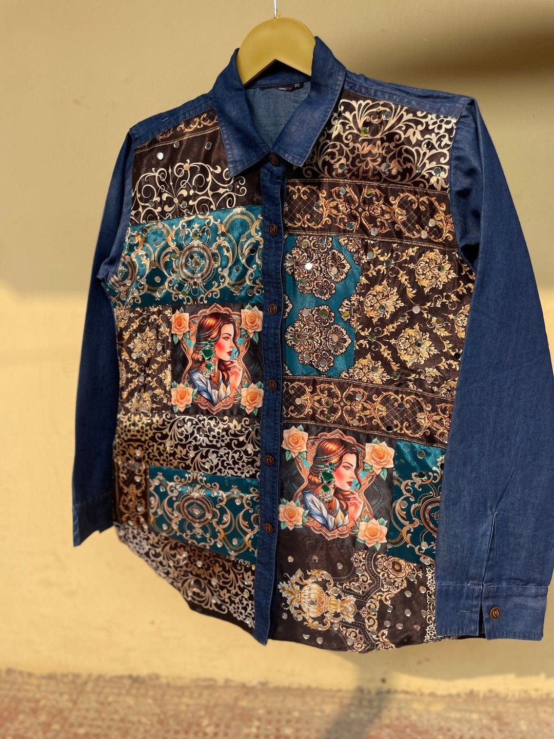 ‘Naaz’- Embellished Denim Shirt - banjaratrail