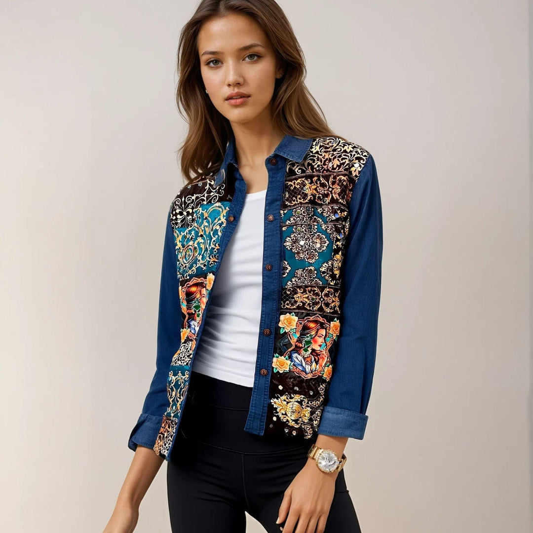 ‘Naaz’- Embellished Denim Shirt - banjaratrail