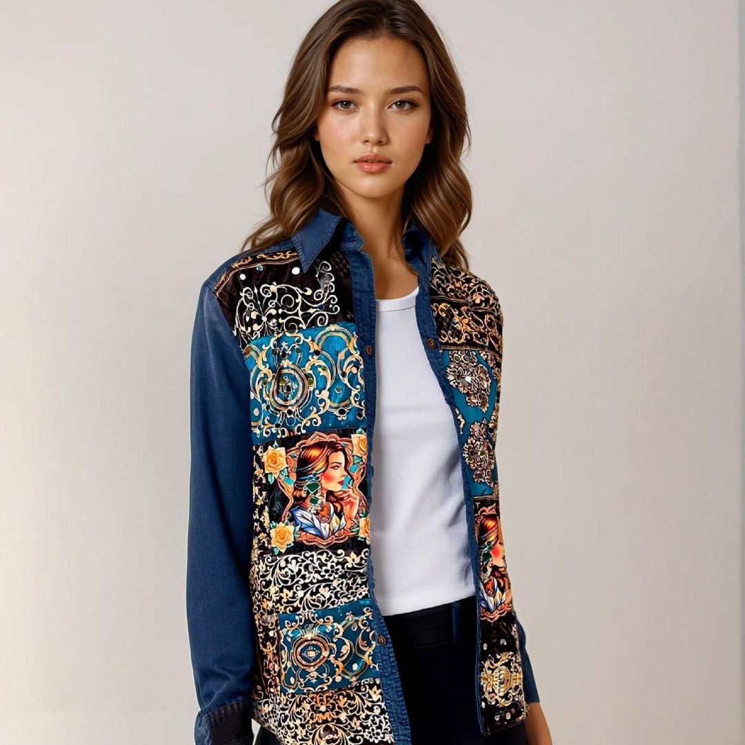 ‘Naaz’- Embellished Denim Shirt - banjaratrail