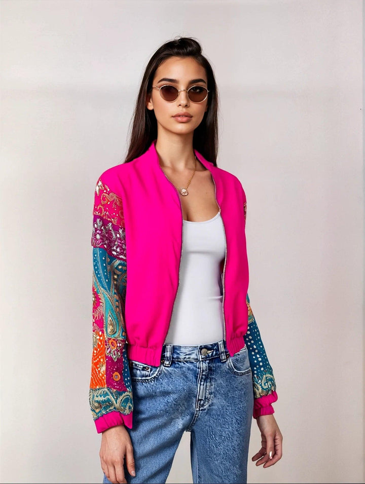 Neon Embellished Bomber Jacket - banjaratrail