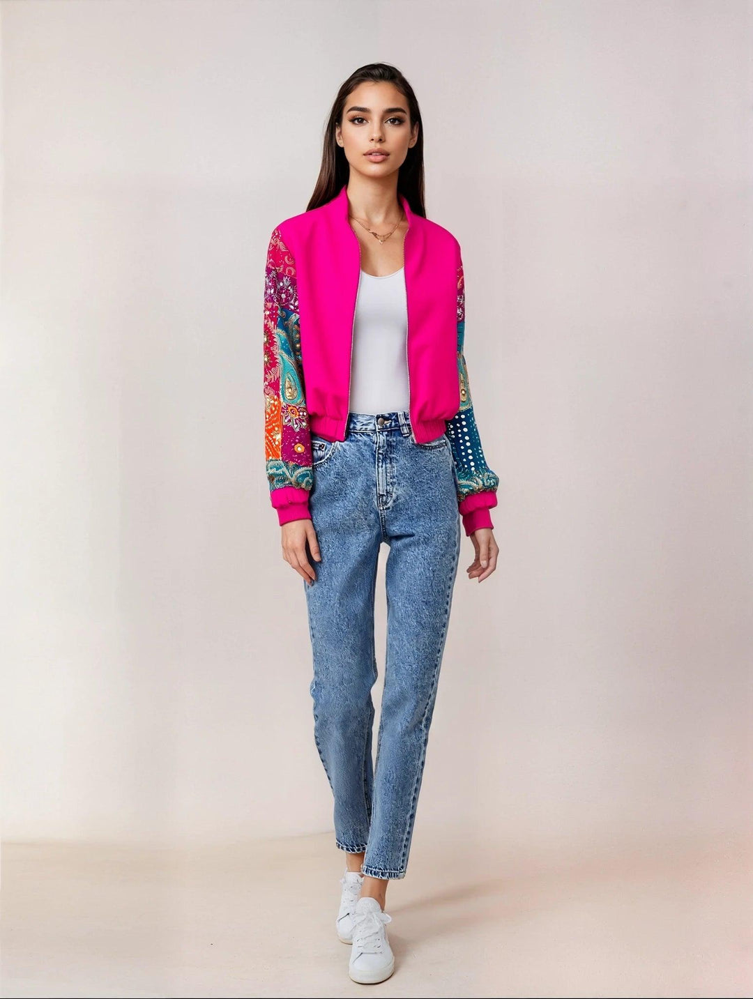 Neon Embellished Bomber Jacket - banjaratrail