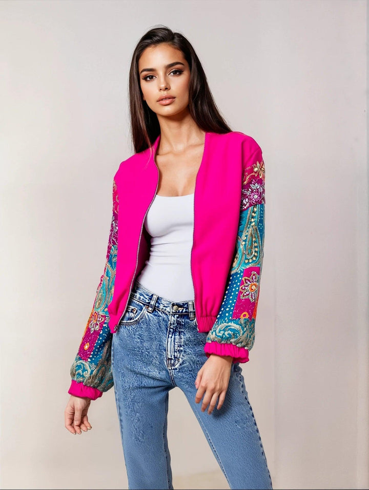 Neon Embellished Bomber Jacket - banjaratrail