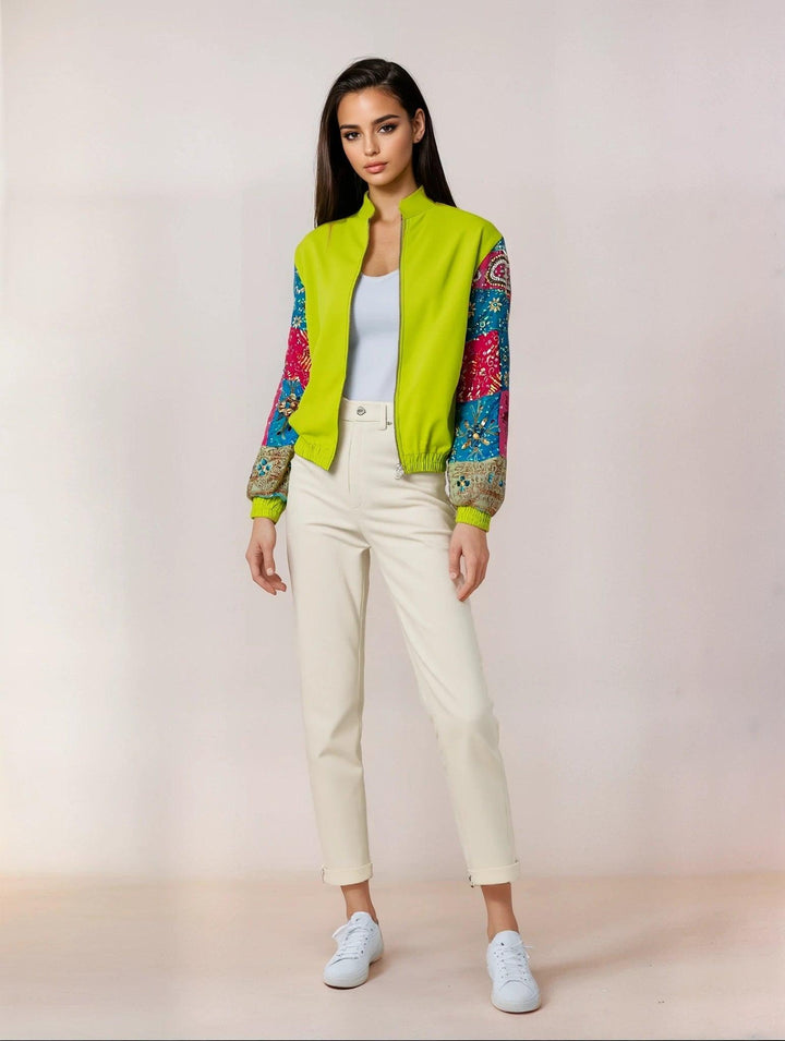 Neon Embellished Bomber Jacket - banjaratrail