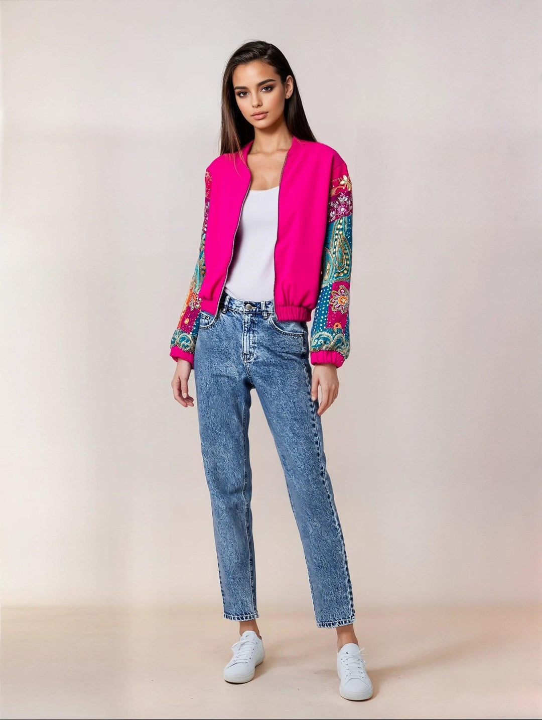 Neon Embellished Bomber Jacket - banjaratrail