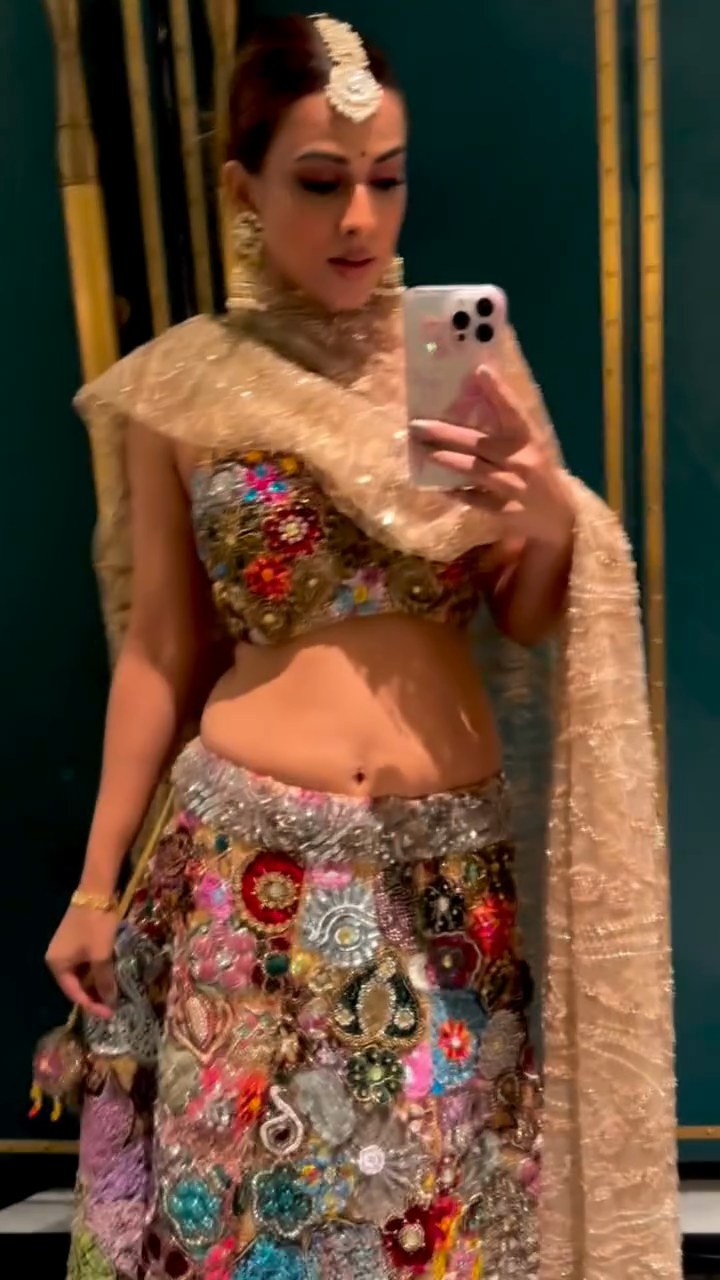 Nia Sharma In Heera Hand-Embellished Patchwork Skirt