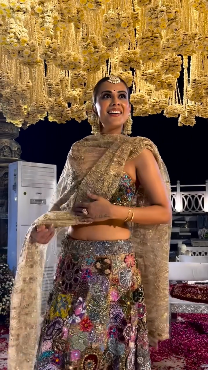 Nia Sharma In Heera Hand-Embellished Patchwork Skirt