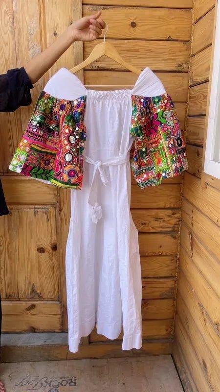 Off shoulder Banjara cotton dress - banjaratrail