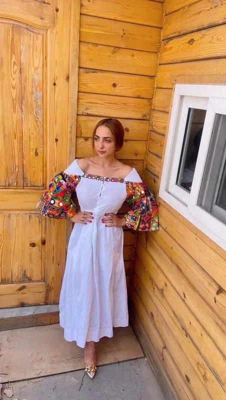 Off shoulder Banjara cotton dress - banjaratrail