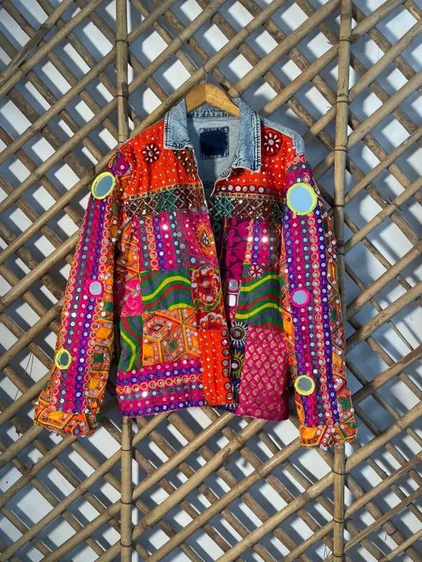 Orange mirrorwork banjara jacket - banjaratrailOrange mirrorwork banjara jacket21934631
