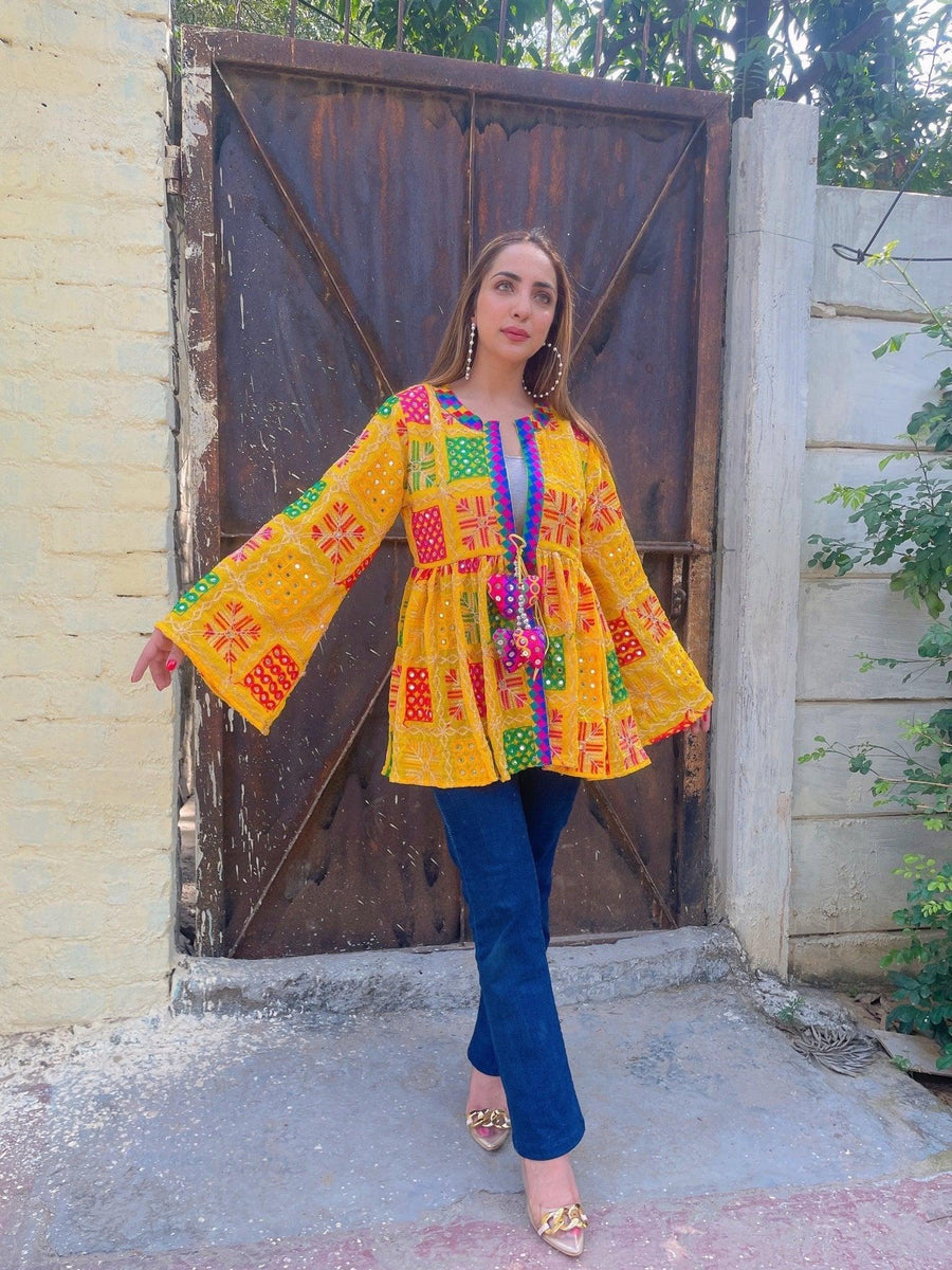 Phulkari peplum top - banjaratrail