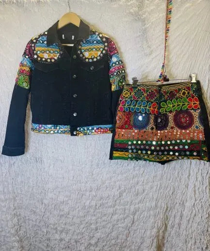Embellished jacket and skirt set
