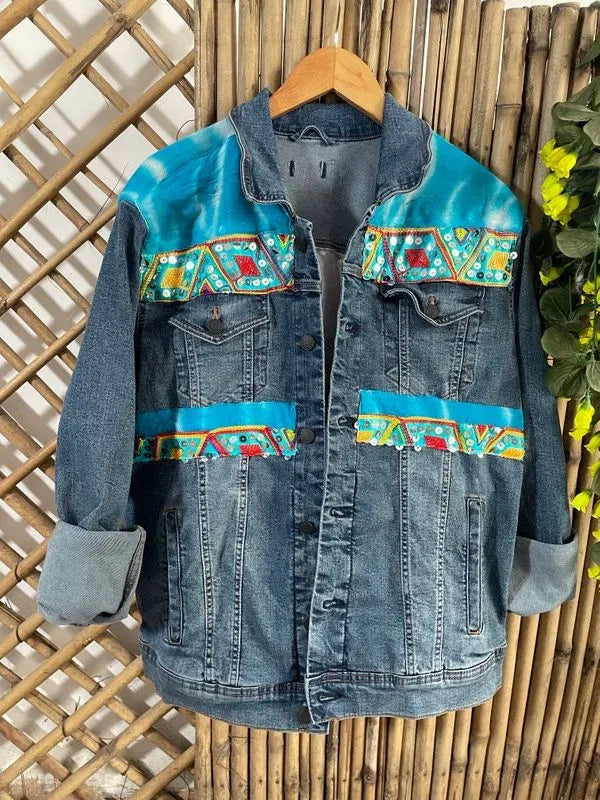 Shades of blue patchwork jacket
