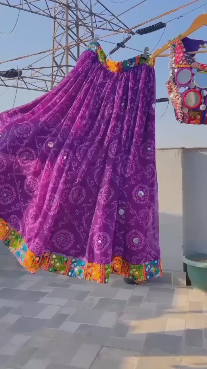 Purple bandhani lehenga & blouse