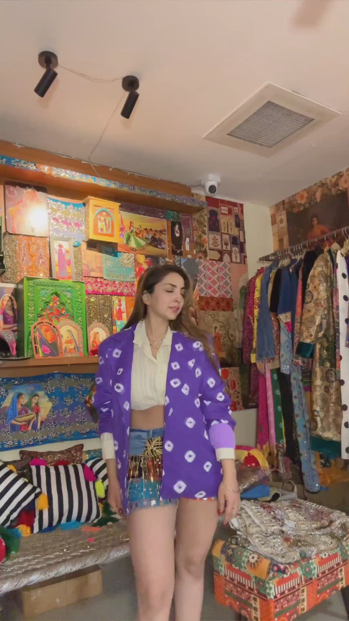 Purple Bandhani Statement Blazer