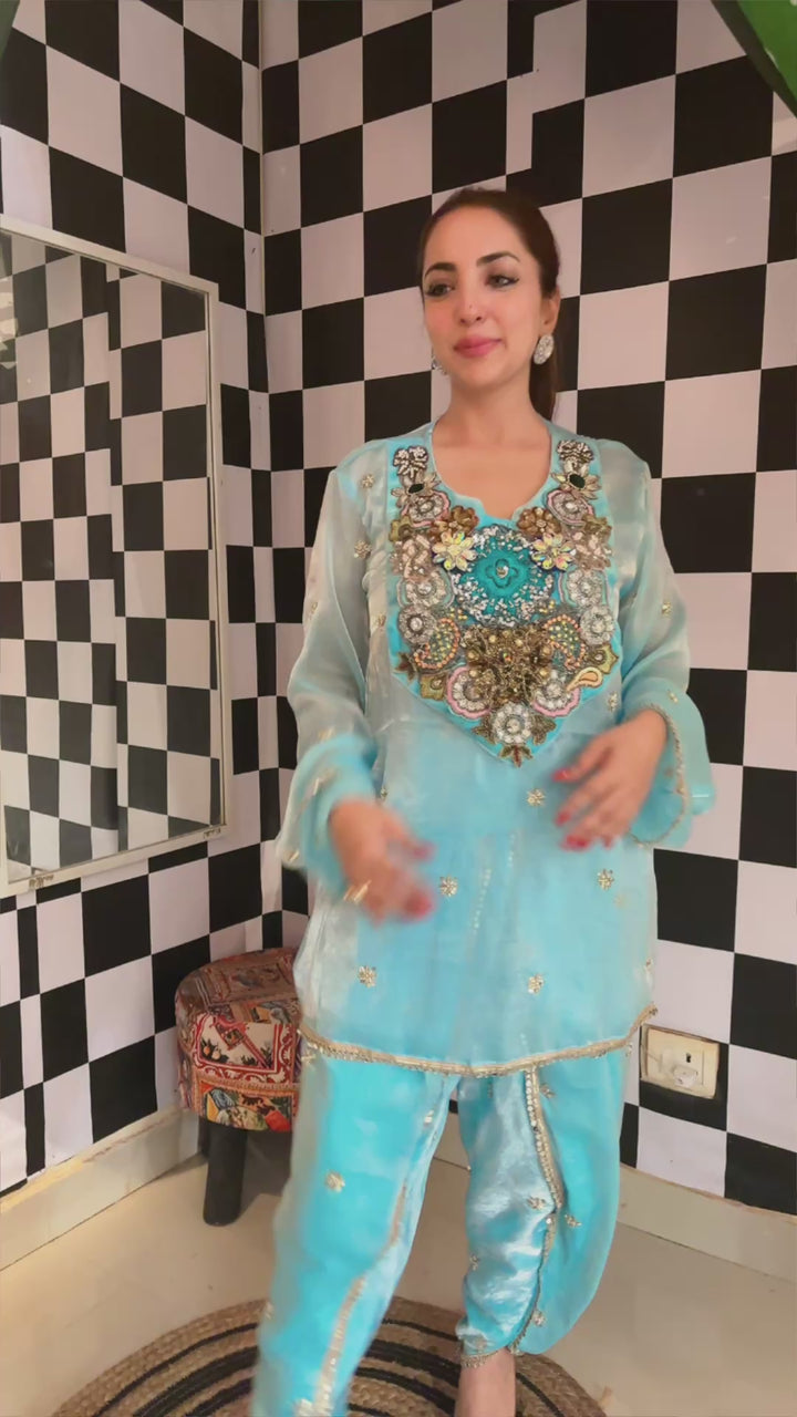 Noor Jahan Aqua Embellished Co-ord Set