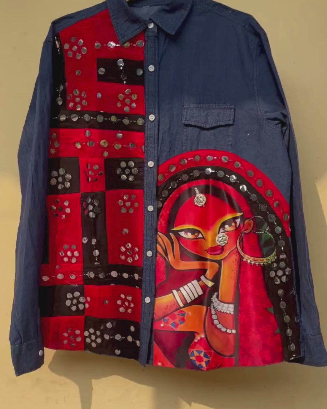 Razia'- Embellished Denim Shirt