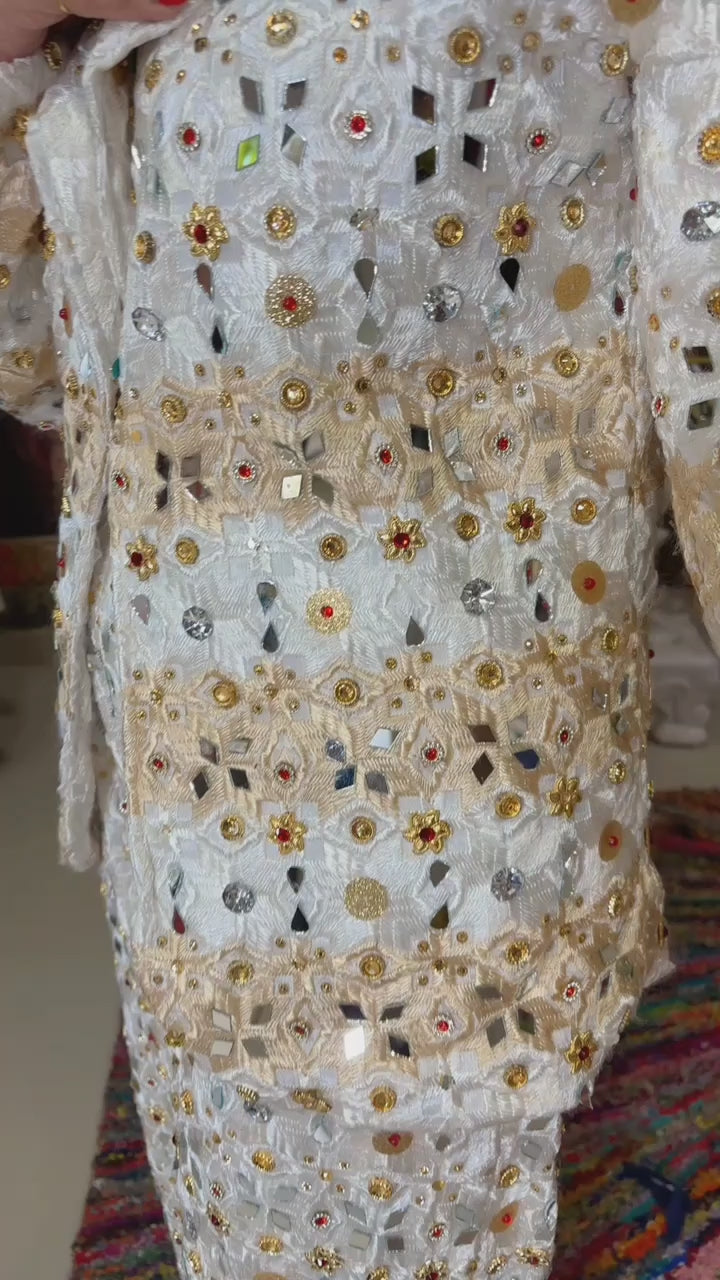 Ivory Mirror-Embroidered Blazer & Pants Set