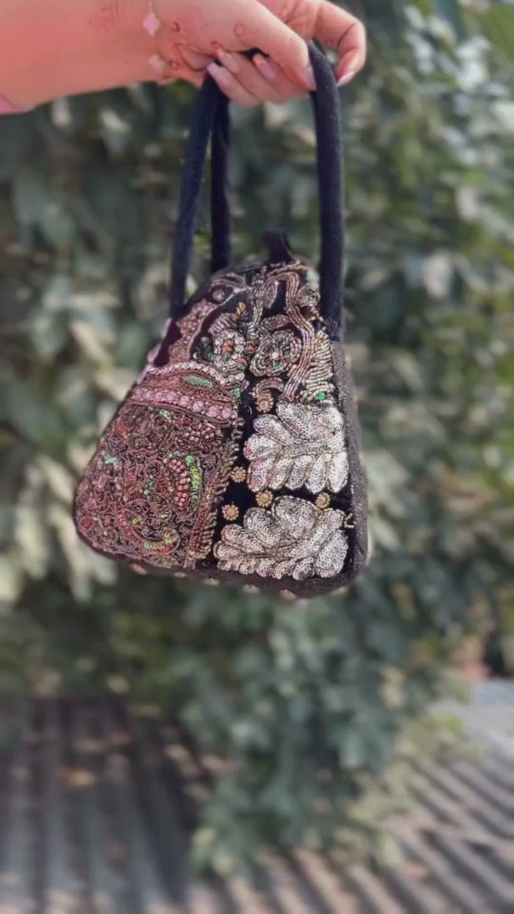 Black Royal Heirloom Embellished Potli