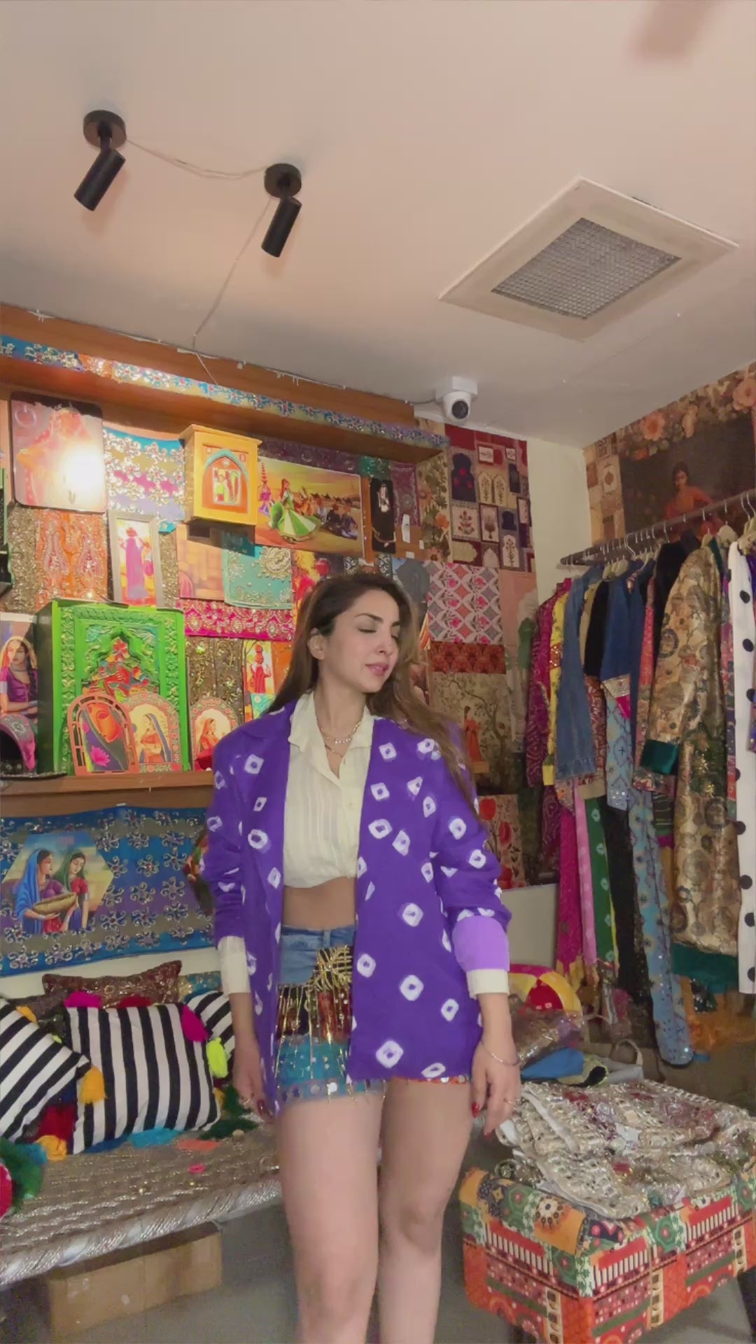 Purple Bandhani Statement Blazer