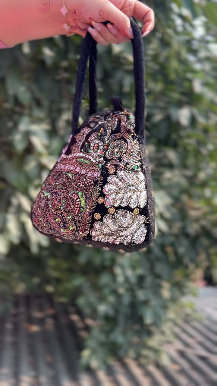 Black Royal Heirloom Embellished Potli