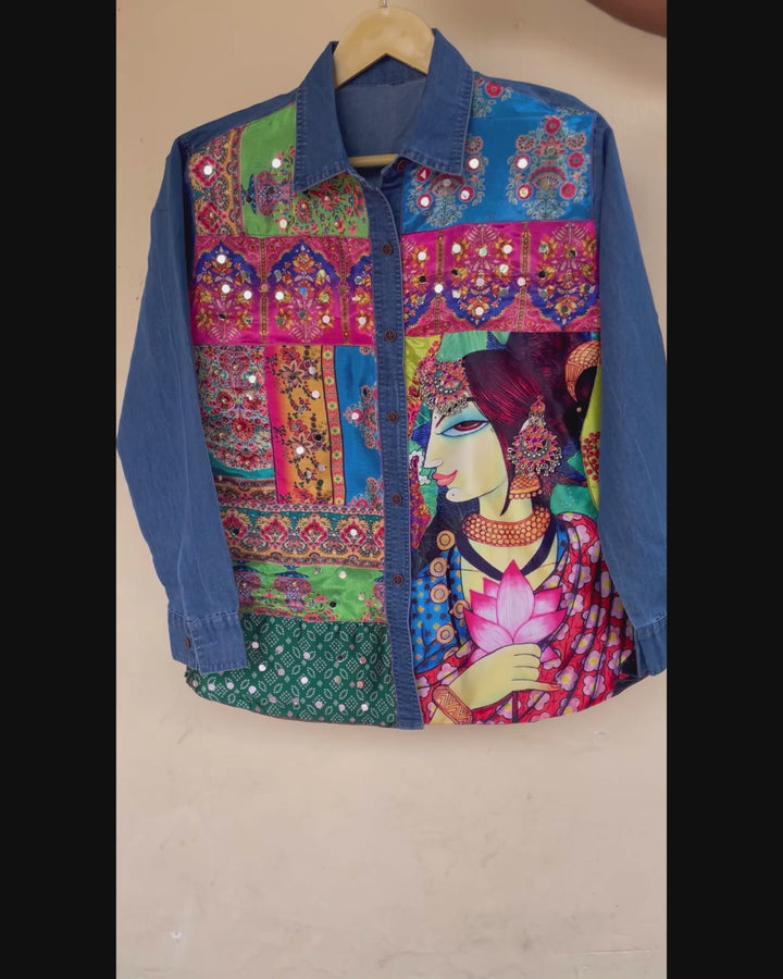 ‘Mumtaz’- Embellished Denim Shirt