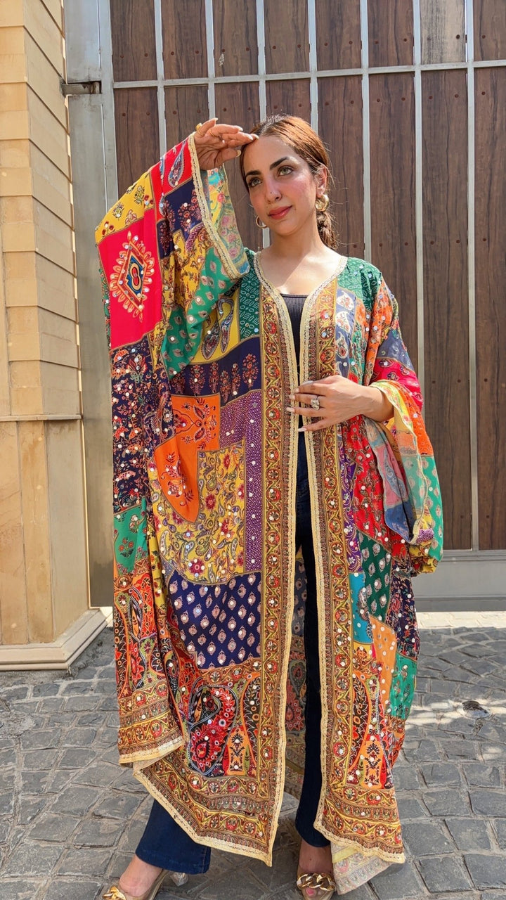 Printed mirror work shrug - banjaratrailPrinted mirror work shrug34454800