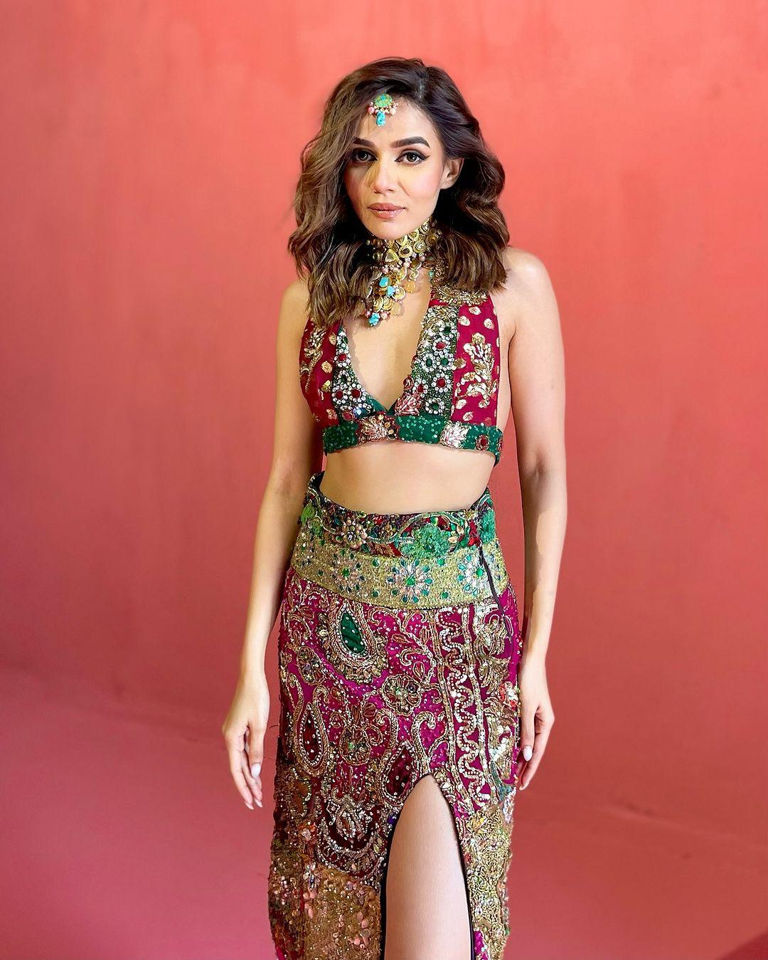 Purple Embellished Skirt & Top Set - banjaratrail
