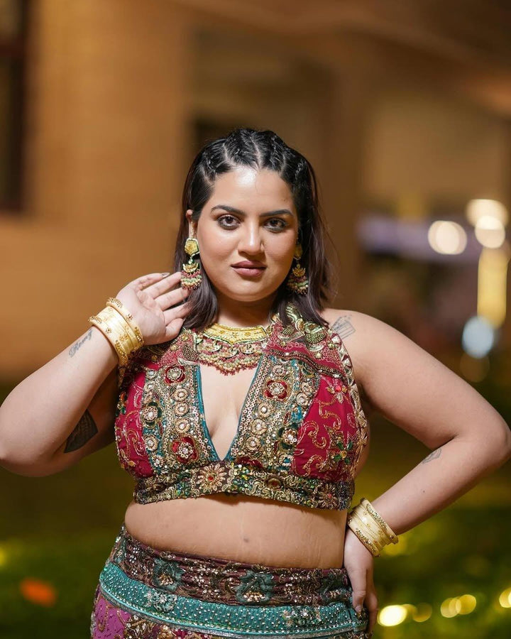 Purple Embellished Skirt & Top Set - banjaratrail