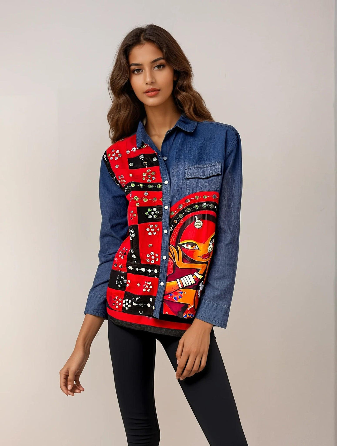 ‘Razia’- Embellished Denim Shirt - banjaratrail
