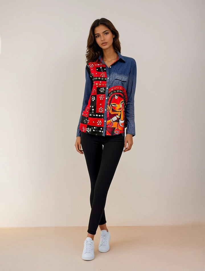 ‘Razia’- Embellished Denim Shirt - banjaratrail