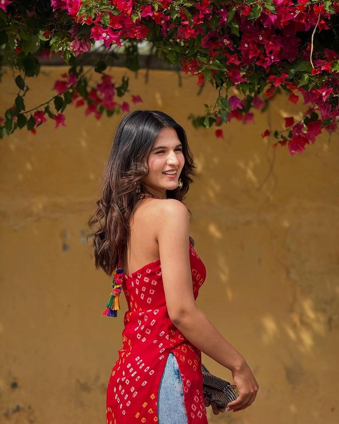 Red Bandhani Halter Kurta - banjaratrail