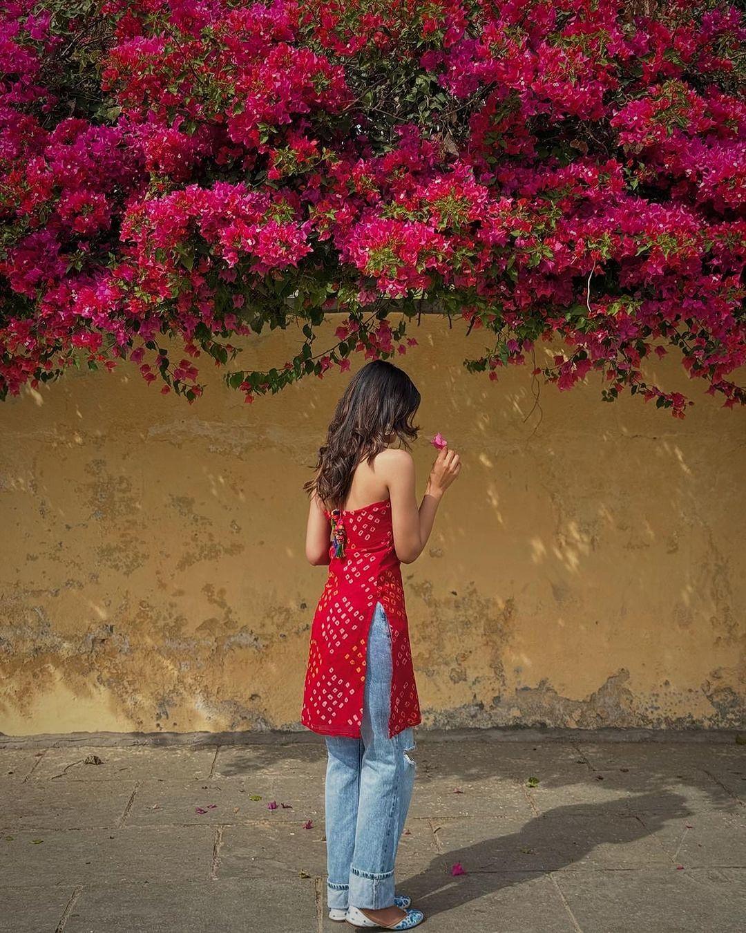 Red Bandhani Halter Kurta - banjaratrail