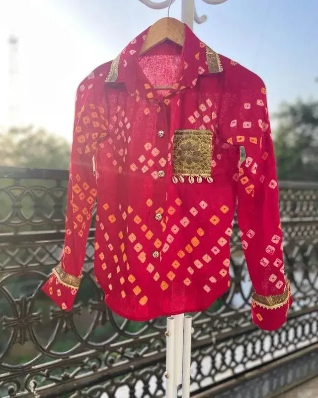 Red Bandhani Shirt - banjaratrailRed Bandhani Shirt94753656