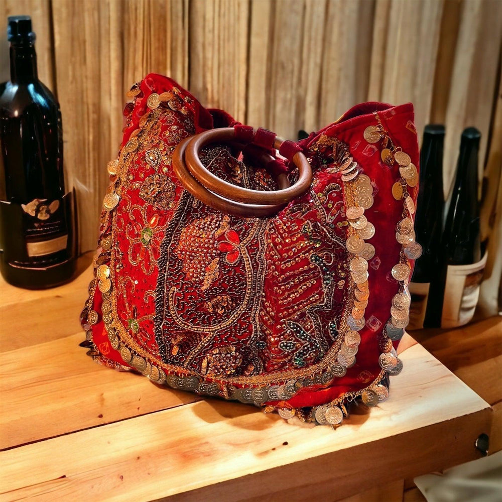 Red bandhini bag - banjaratrail