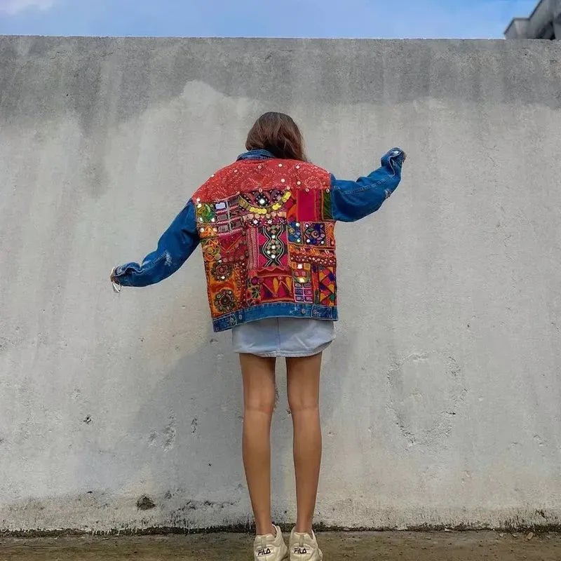 Red statement patchwork jacket - banjaratrailRed statement patchwork jacket58204677