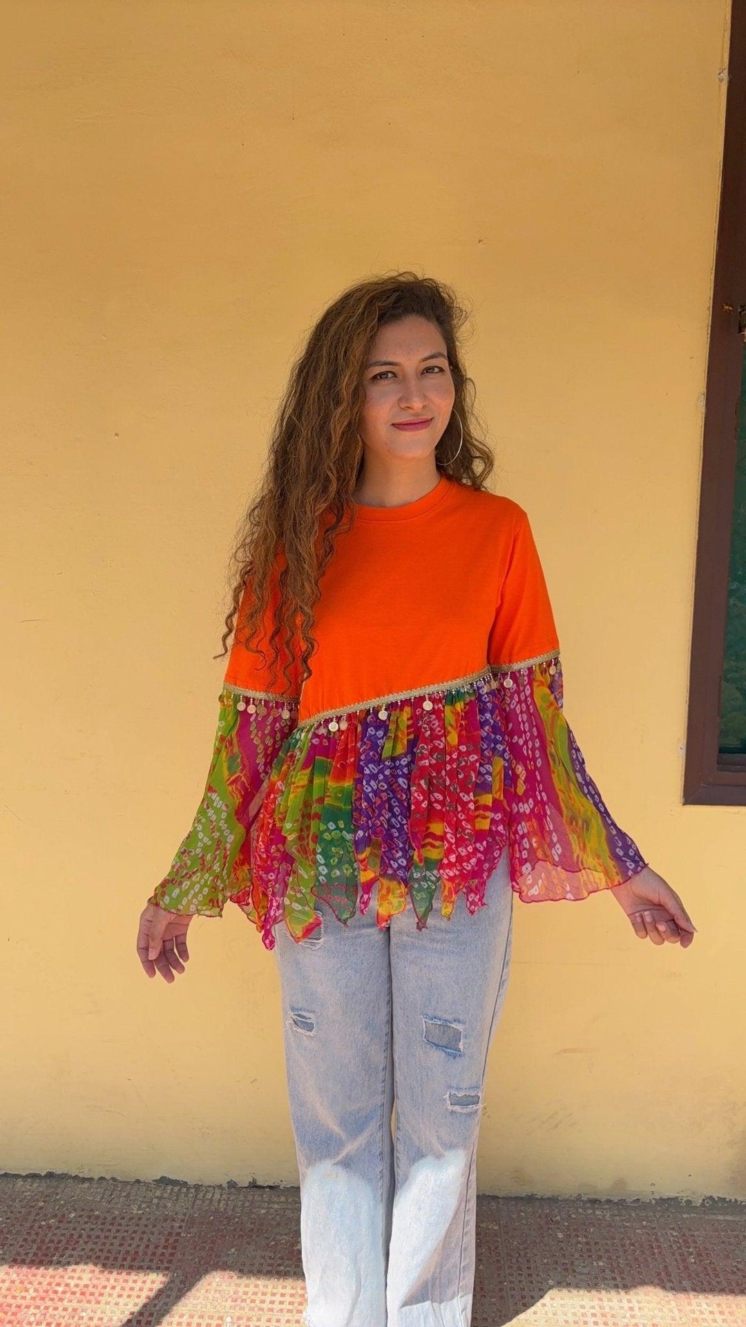 Saffron bandhini flare tee - banjaratrail