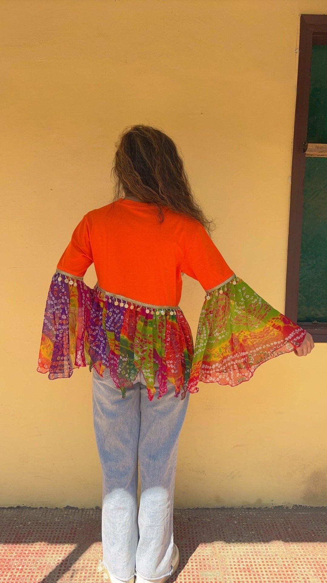 Saffron bandhini flare tee - banjaratrail