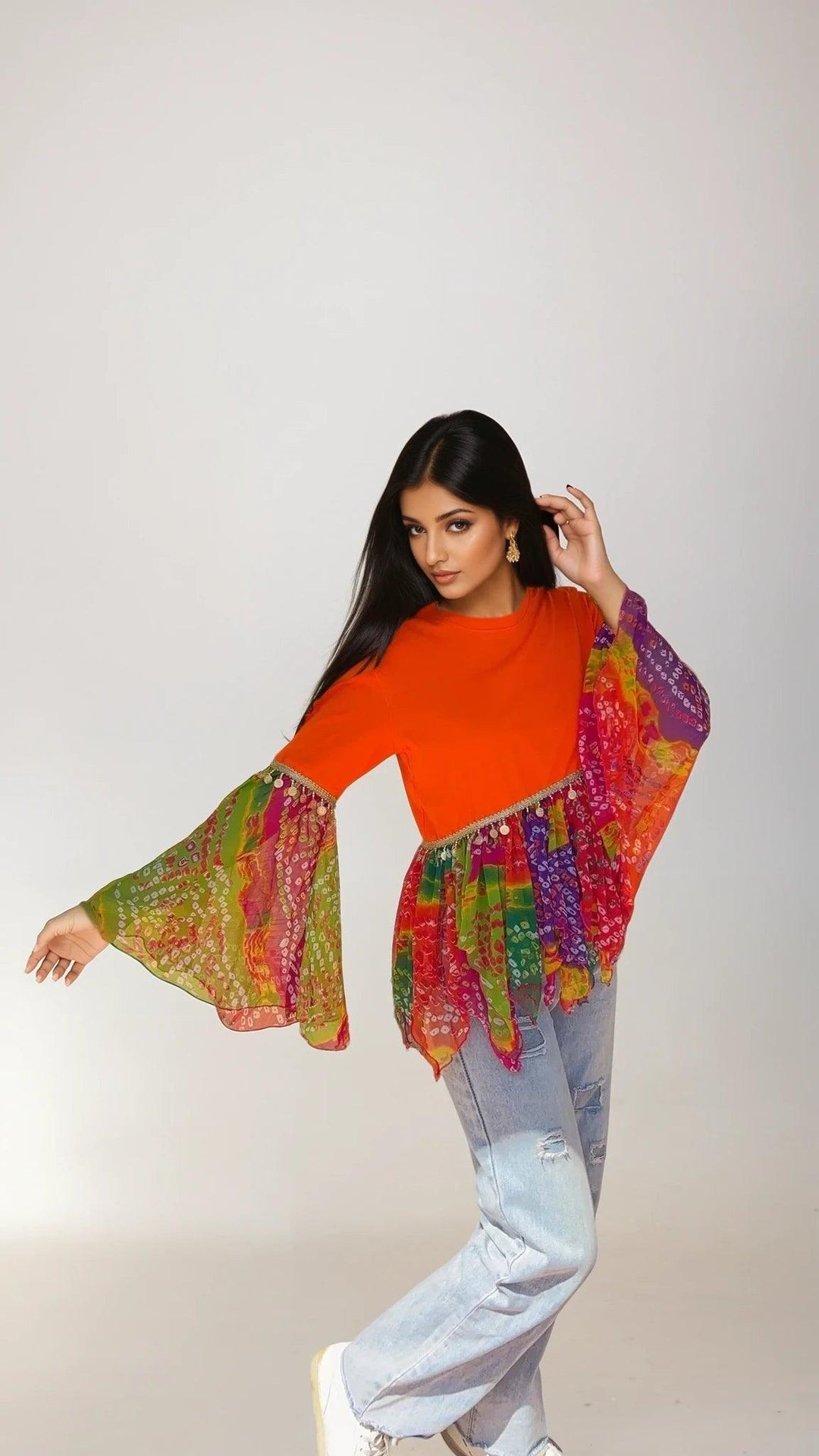 Saffron bandhini flare tee - banjaratrail