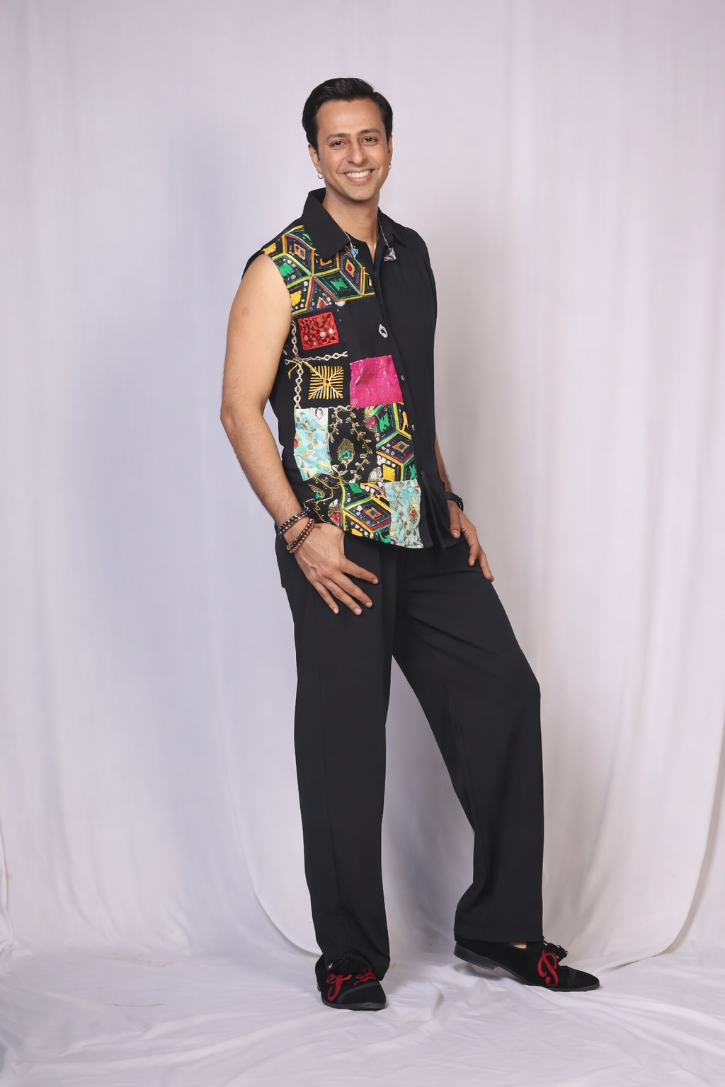 Salim Merchant In Our Men'S Half-Patchwork Sleeveless Shirt