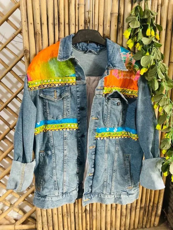 Shades of orange patchwork jacket - banjaratrailShades of orange patchwork jacket73923602