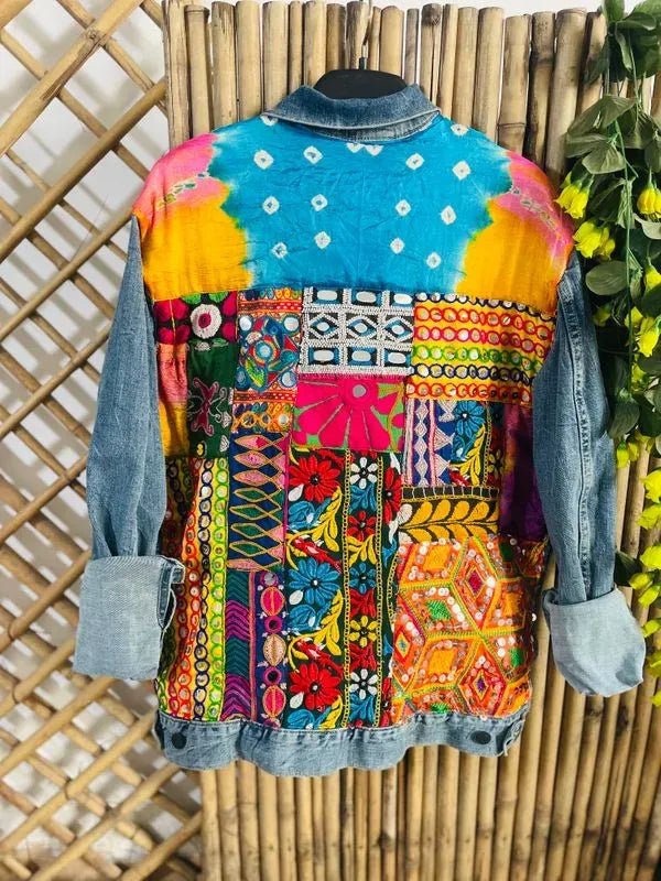 Shades of orange patchwork jacket - banjaratrailShades of orange patchwork jacket73923602