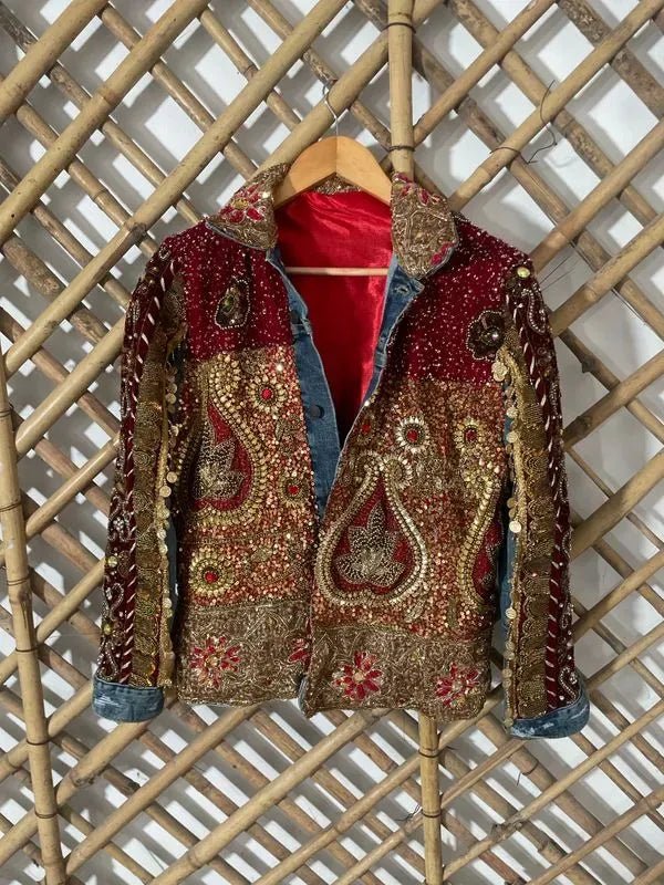 Shades of red embellished jacket - banjaratrailShades of red embellished jacket07858524