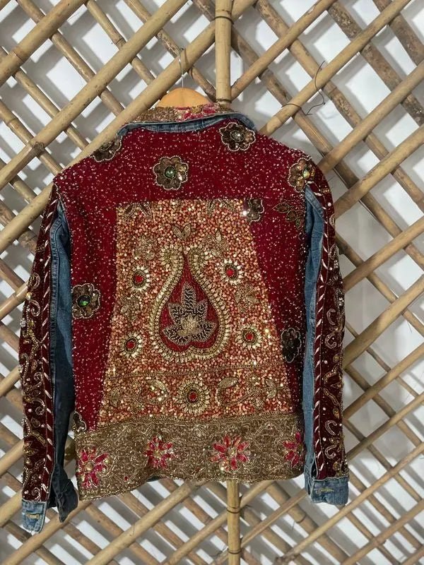 Shades of red embellished jacket - banjaratrailShades of red embellished jacket07858524
