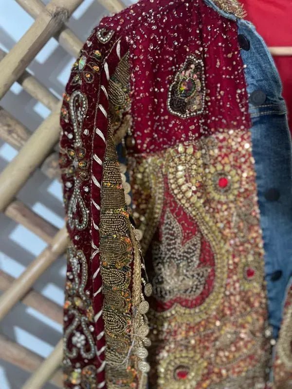 Shades of red embellished jacket - banjaratrailShades of red embellished jacket07858524
